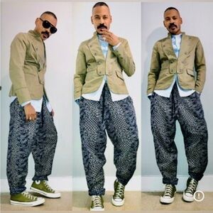 Unisex Blue and White Patterned Pants